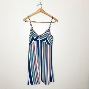 NWT Trixxi By Francescas Multi Stripe Tie Front Sleeveless‎ Mini Dress XL